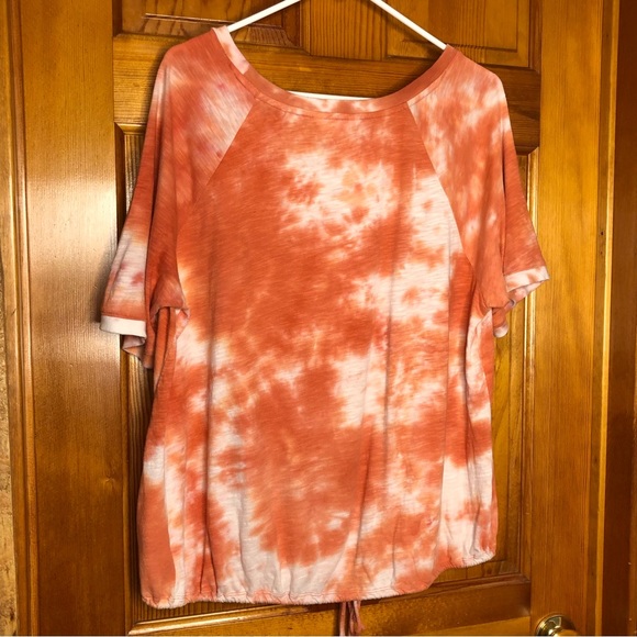 Women’s plus size 1X short sleeve orange tie dye drawstring waist hippie cowgirl - Picture 6 of 6